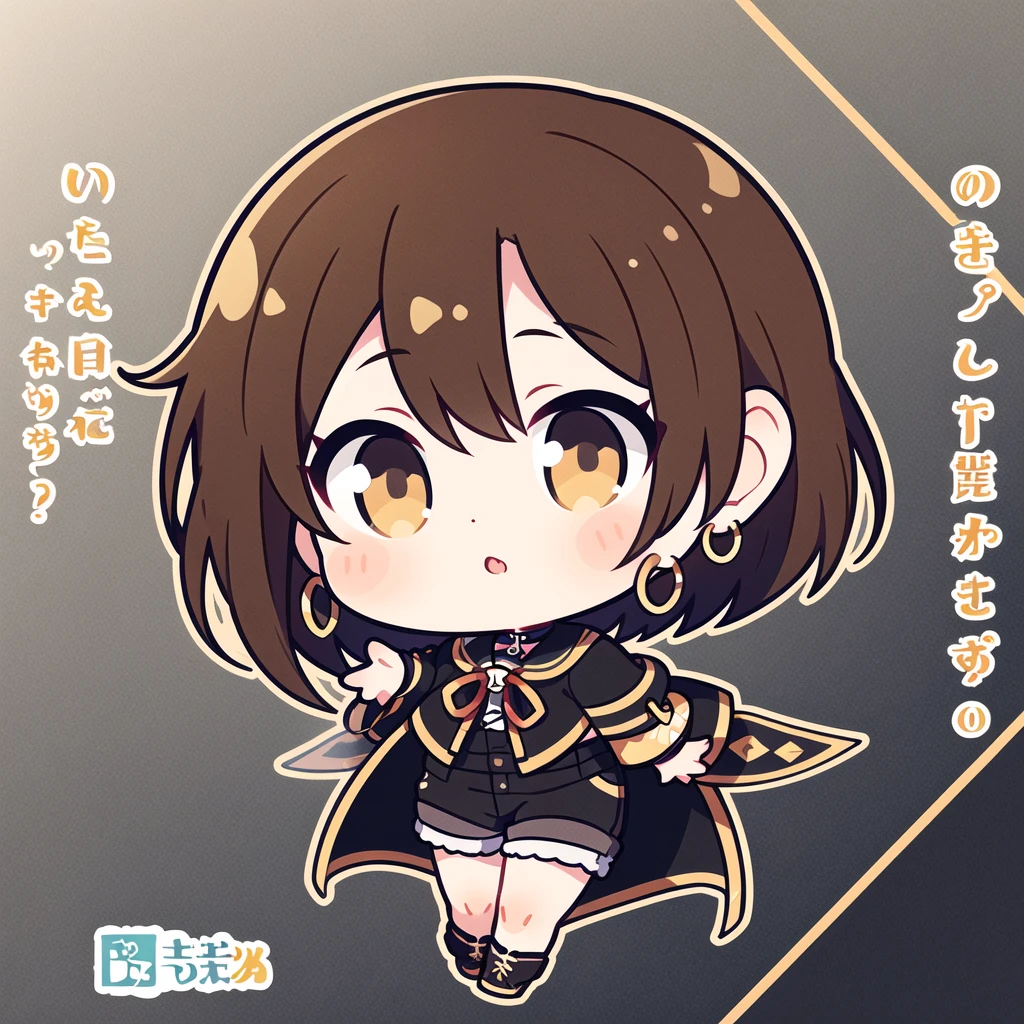 (((chibi))) 1girl, eyes browns, (Short brown hair), (Short brown hair cacheado), black jersey, shorts curto, gold hoop earrings, lineart, best qualityer, best details, better art, best colors, Full HD, work of art, illustration