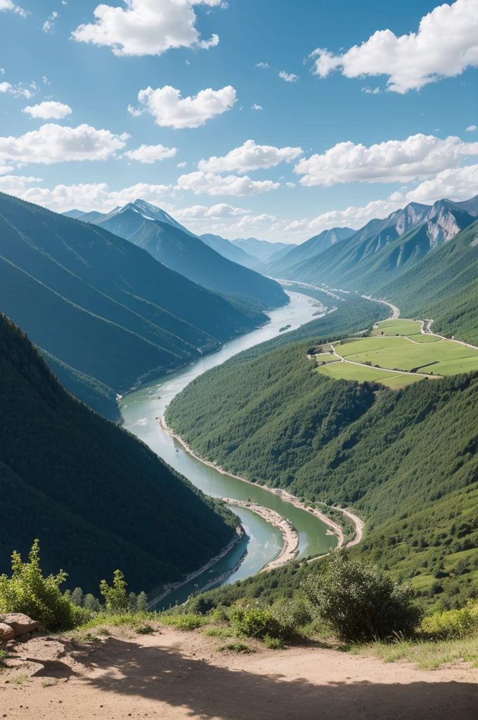 Mountain with a beautiful view of the river and a valley
