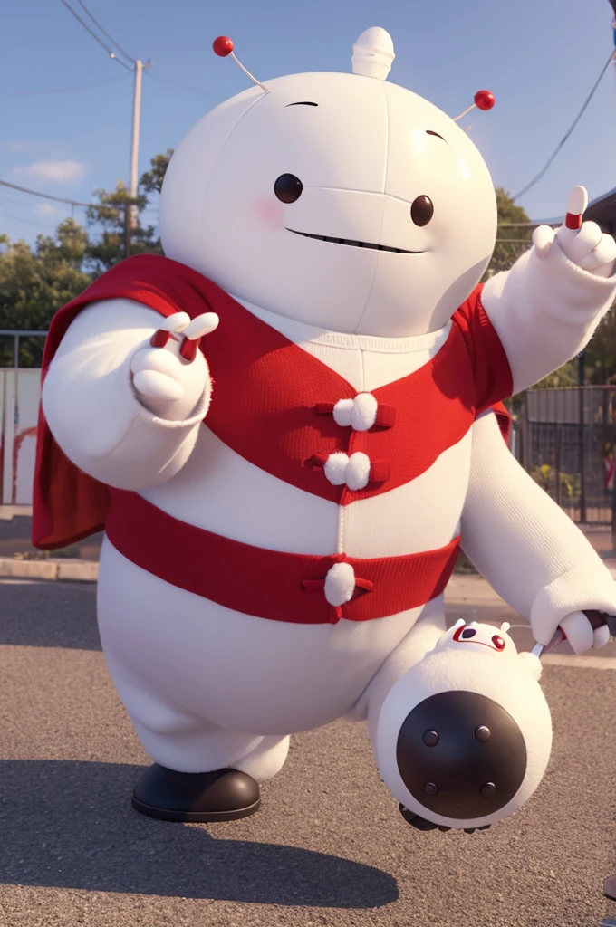 Baymax playing the tambourine