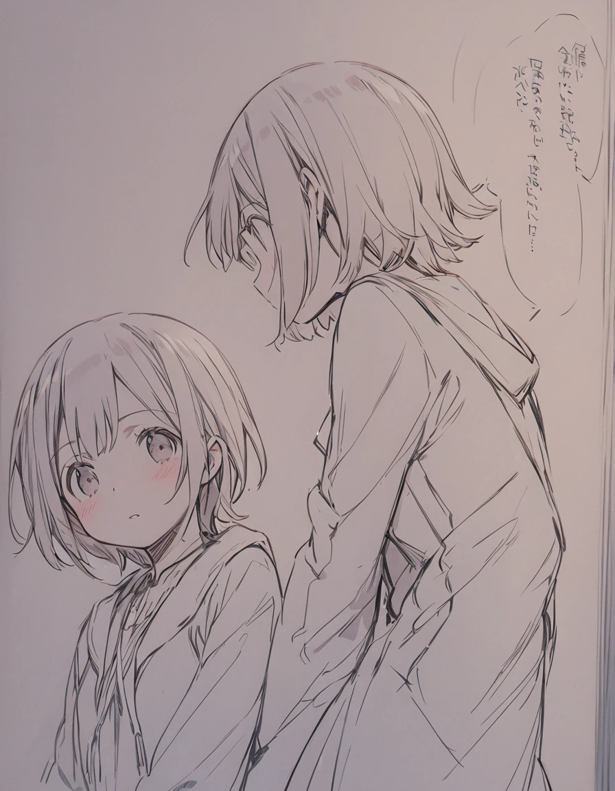 Two short-haired girls are having a conversation