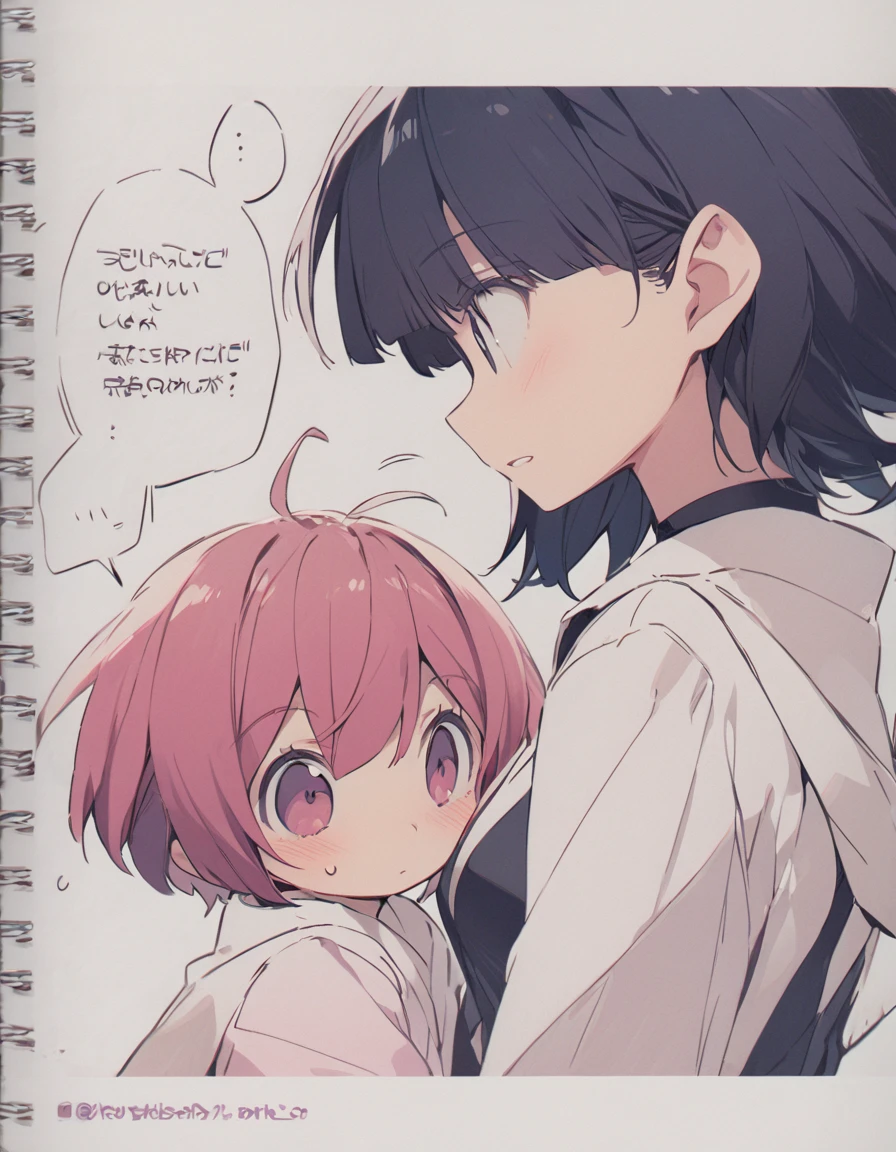 Two short-haired girls are having a conversation