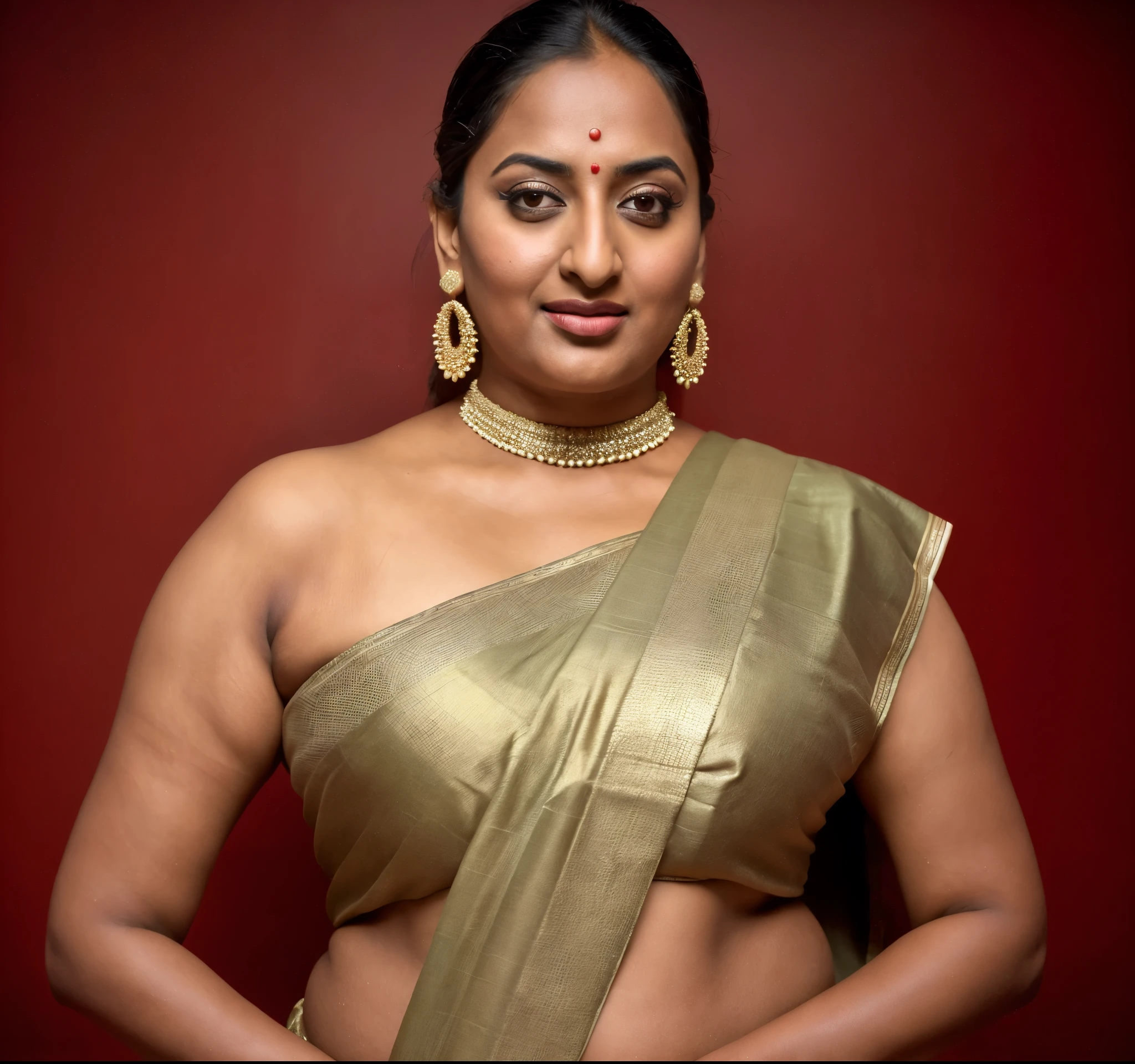 Foto RAW, photorealistic, photography, full body shot, 50 years old Woman, master shot, perfect eyes, goddess like beauty, pierced eyes, perfect thick chubby mallu Desi aunty bhabhi, Wearing a Stanapatta, a chest-band.Saree model, model Photography, Indian saree shoot, Indian traditional wear advertising photography, traditional wear brand shoot, face of Indian actress Sonakshi Sinha, masterpiece, realistic, realism, incredible details, pleasure, photorealism, detailed skin, skin pores, high contrast, photorealistic Artstation 8k HD digital art trend of high definition and detailed realistic skin texture, ultra detail, realistic skin texture, armature, best quality, ultra high definition, (photorealistic:1.4),, high resolution, detail, raw photo, sweat, Re sharp, by Lee Jefferies Nikon D850 Film Stock Photo 4 Kodak Portra 400 Camera F1.6 Lens Rich Color Ultra Real Realistic Realistic Textures Dramatic Lighting Unreal Engine Trending at Art Station Cinestill 800,(pele altamente detalhada: 1.2), 8k UHD, DSLR, soft-lighting, alta qualidade, grain of film, Fujifilm XT3,she didn't like to wear blouse or bra, she is happy to wear only saree, she hates blouse or bra, detailed hairy armpits, hyper realistic skin, skin pores, sweat, veins,