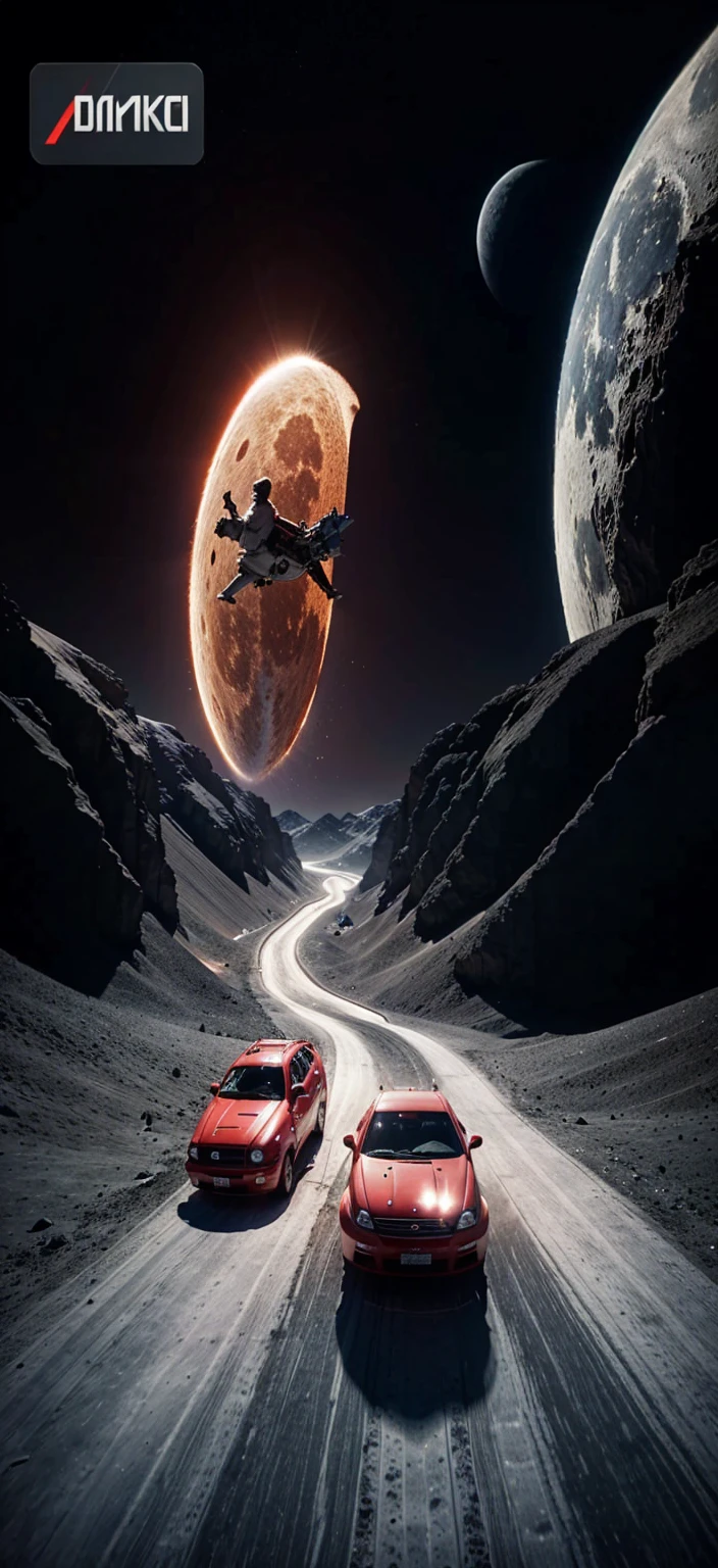 Make it cooler and make backround the earth whislt riding in yhe moon and make it have a spacship at backround tkk with cool drifiting effects to the car 