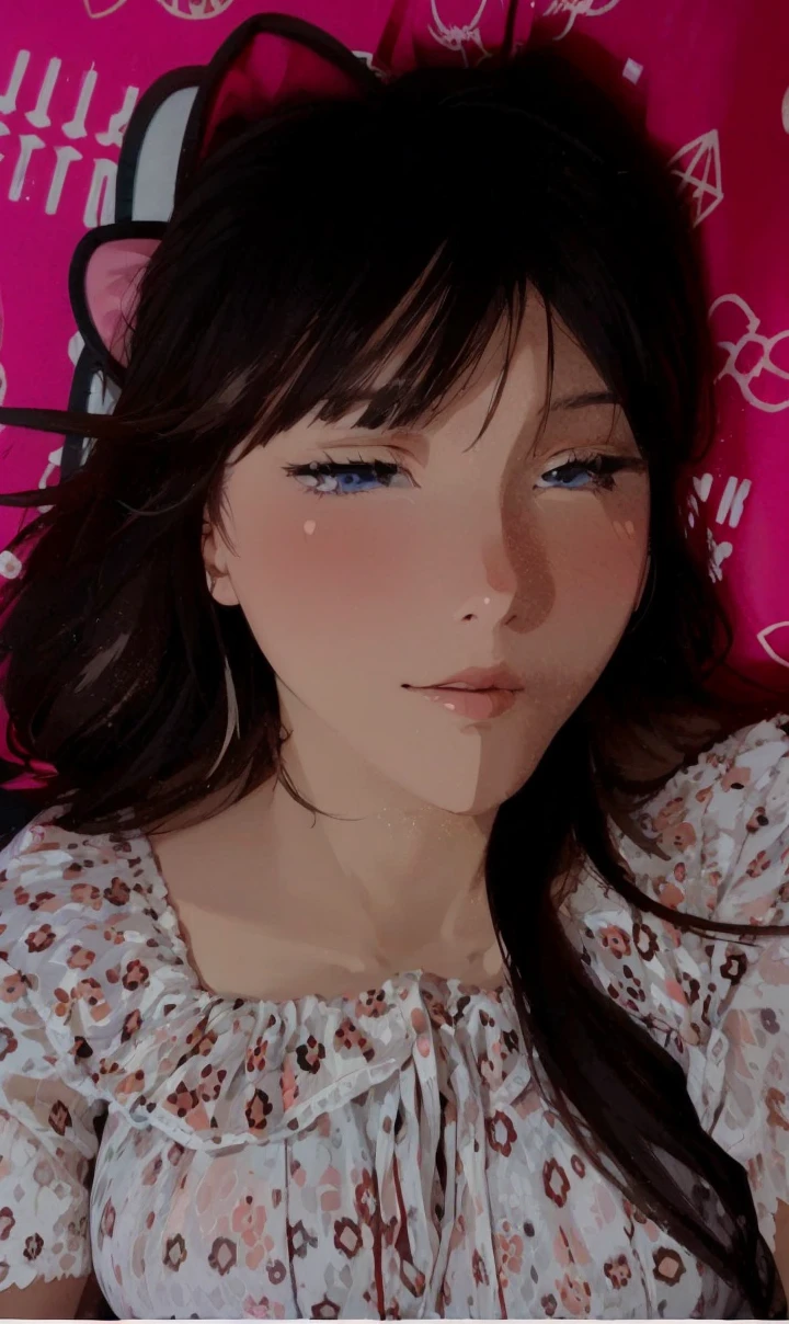 Girl long white hair blue eyes blush on face in PC gaming room Short pleated skirt long stockings cat hoodie black great quality 8k very detailed image perfect anatomy full body