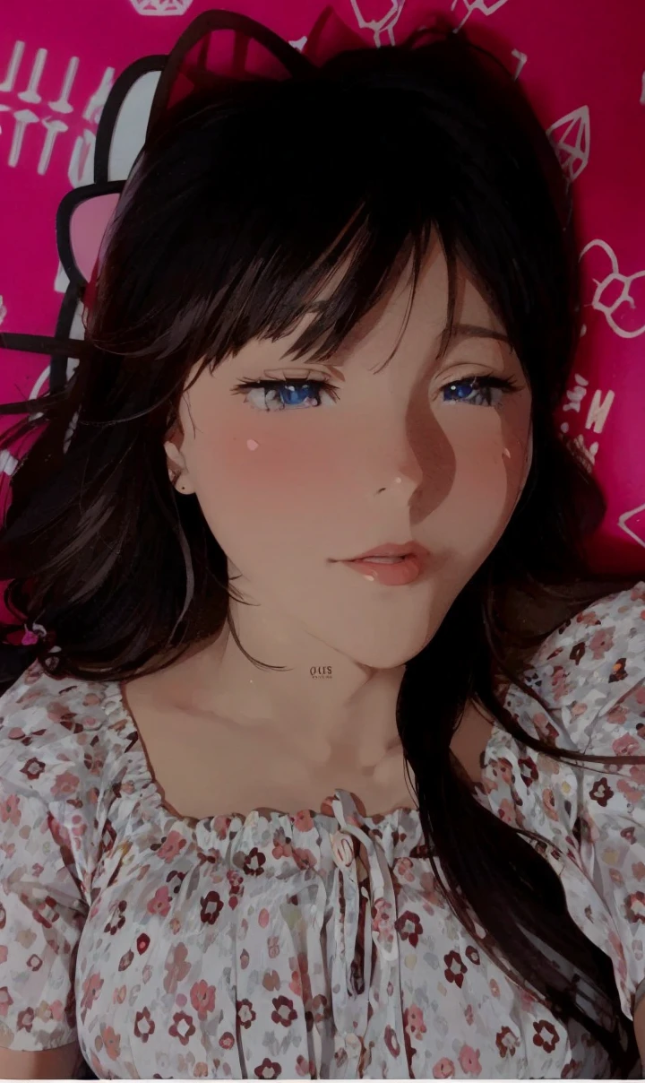 Girl long white hair blue eyes blush on face in PC gaming room Short pleated skirt long stockings cat hoodie black great quality 8k very detailed image perfect anatomy full body