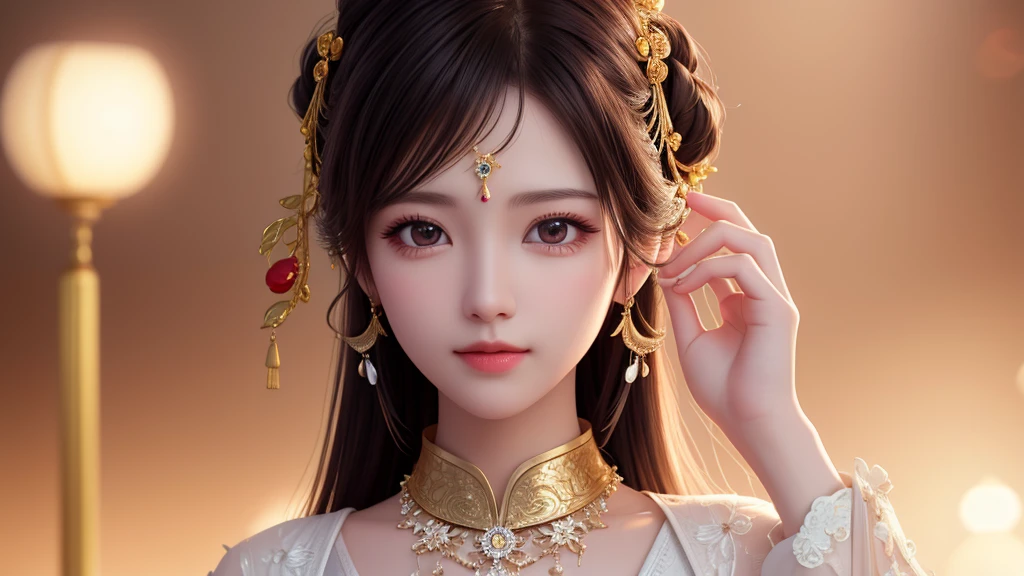 最high quality, masterpiece, High resolution, One girl,China dress,hair ornaments,necklace, jewelry,Beautiful Face,On top of that_body, Tyndall effect,Realistic, Dark studio, Rim Light, Two-tone lighting,(Skin with attention to detail:1.2), 8K Ultra HD, Digital SLR, Soft lighting, high quality, Volumetric lighting, Frank, photograph, High resolution, 4K, 8K, Bokeh,