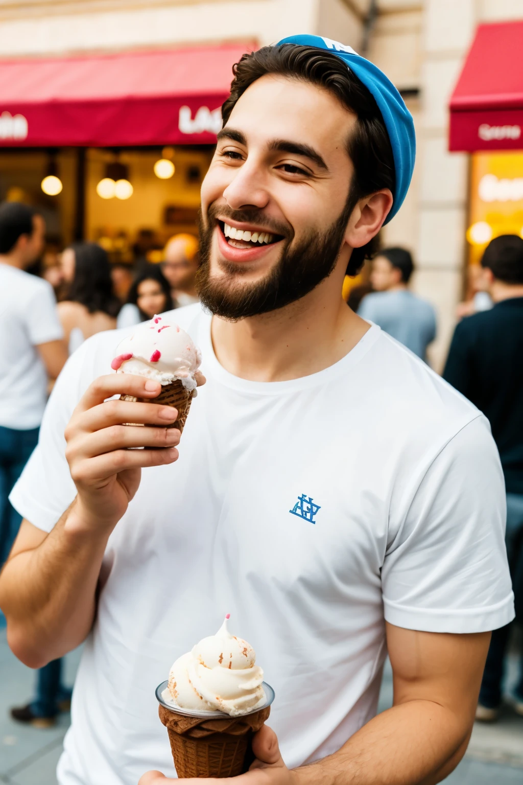 A Jewish man eating ice cream