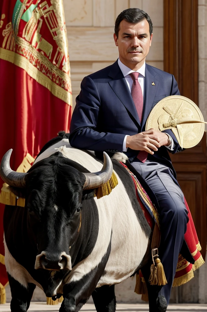 President of Spain, Pedro Sanchez, fucked by a very Spanish bull