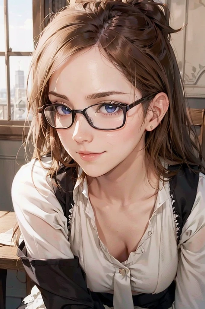 Masterpiece, 最high quality, high quality, High resolution, high quality texture, high quality shadows, High resolution, Beautiful details, Detailed CG, Detailed Texture, Realistic representation of face, Realistic, colorful, delicate, Cinematic Light, Side light, Lens flare, Ray Tracing, sharp concentrated, (1 Girl,concentrated:1.3), ( Intricate details, compensate, PureErosFaceV1:0.5), (細部まで美しいdelicateな顔, 緻密で美しいdelicateな瞳, Perfect Facial Proportions, Dense skin, Optimal ratio of four fingers to one thumb,Unified 8k wallpaper, Arms under chest, Modest chest, Wide Hips, Smooth upper abdomen, 35 years old, blue eyes, glasses, air fortress hair, blonde hair, house wife, the gaze of true love, lips of temptation, A look full of compassion ,a smile full of love, i love you, Acting lovey-dovey, I love you so much I'm crazy,

cabin attendant uniform,white blouse with open neck ,tight fitting black skirt,black stockings, excellent secretary ,working as a secretary, wooden desk, wooden chair,
