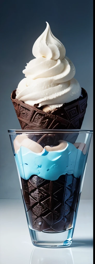 Make me a logo that contains a chocolate ice cream in a transparent cone-shaped bag 15 centimeters high and 3 centimeters in diameter with a blue background in gradient tones and a Z behind the ice cream and below the image a legend that says "Bolis Zamora" and a slogan that says "your sweet sin"