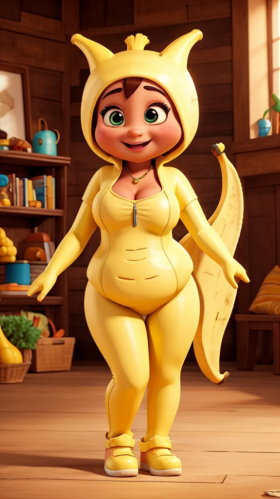Anthropomorphic Banana woman, curvy 