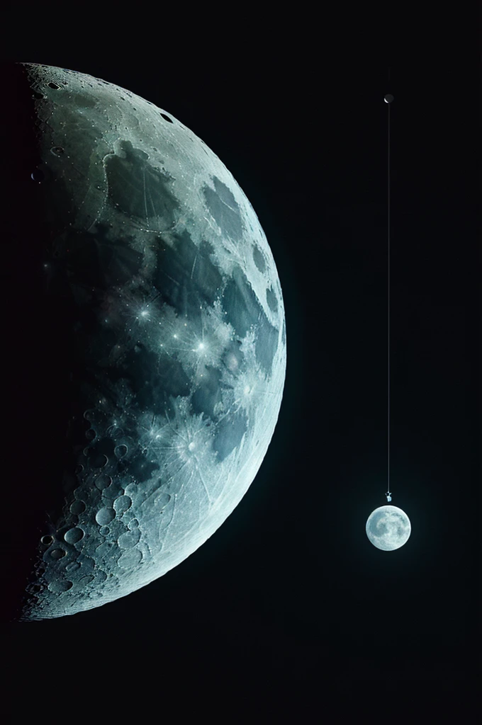 A cell phone wallpaper of a moon with a star in neon with a black background 