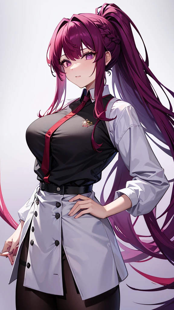 yinji,1 girl and one boy back to back poses,purple_hair,purple_Eye,Very_long_hair,grey_hair,Braided_Ponytail,big breast, Red hair boy，Wearing a white shirt，Very handsome red hair boy，With purple hairHolding Hands，  ,   slope_hair, , The background is dreamy