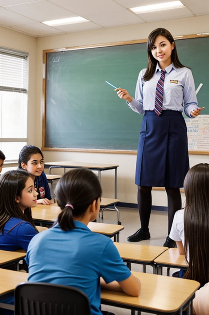 A teacher teaching high school students