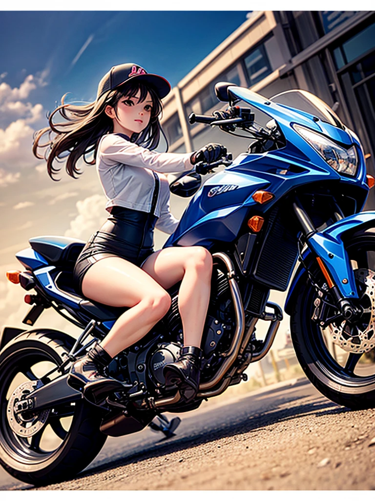 Highest quality,Highest Resolution,A beautiful girl riding a motorcycle-like machine,Near future,Mechanic,