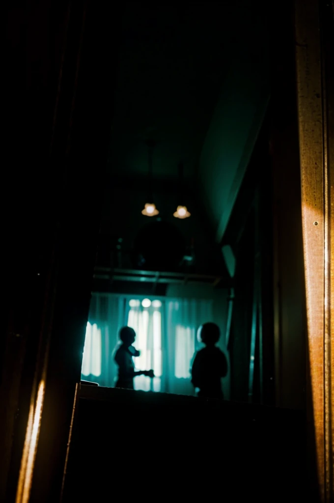 low quality, amateur photo, 1 alien in the shadows, ufo, AND.T, grain, Low light, old photo