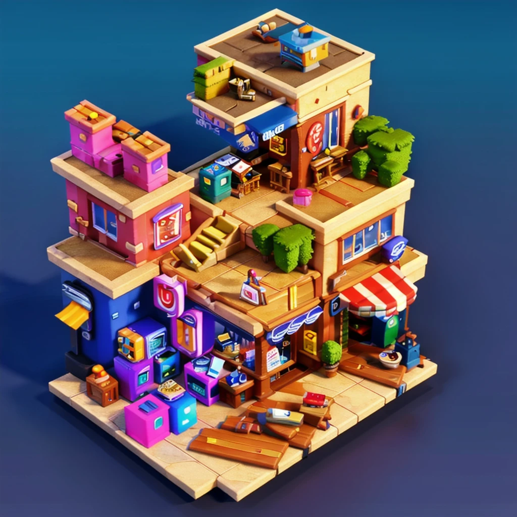 There is a miniature model of a pc shop，Highly detailed visual espresso, stylized 3d render, hyper detailed 3d render, hyper detailed 3d render, 3 d stylize scene, hyper detailed scene, 3 d render stylized, highly detailed scenario, highly detailed 3d render, highly detailed 3d render, miniature pc shop