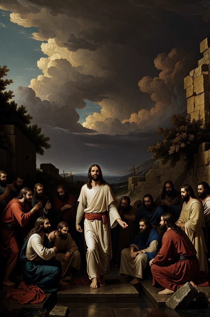Jesus in the storm with the disciples 