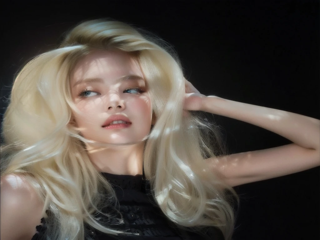 Blonde woman with long hair and blue eyes posing for a photo., Yelena Belova, pale skin curly blonde hair, extremely pale blonde hair, very very pale blonde hair, with pale skin, 2 4 year old female model, pale and light skin!!, pale skin persian girl, young and beautiful amouranth, blonde hair and big eyes, extremely pale white skin, Blackpink Jennie, Jennie