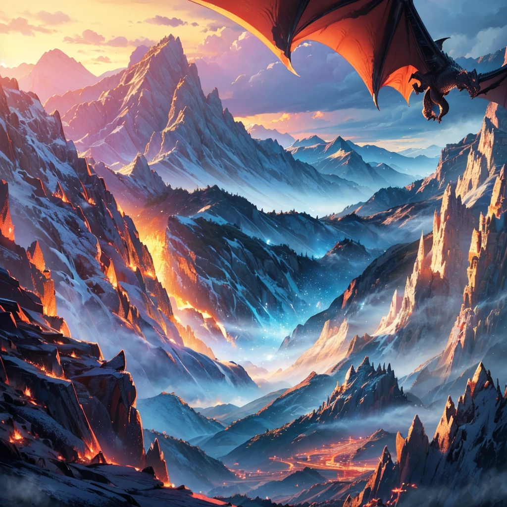 a dragon flying over mountains, detailed dragon scales, detailed dragon anatomy, detailed dragon eyes, detailed dragon wings, dramatic lighting, dynamic pose, fantasy landscape, mountainous terrain, dramatic clouds, cinematic composition, vibrant colors, (best quality,4k,8k,highres,masterpiece:1.2),ultra-detailed,(realistic,photorealistic,photo-realistic:1.37)