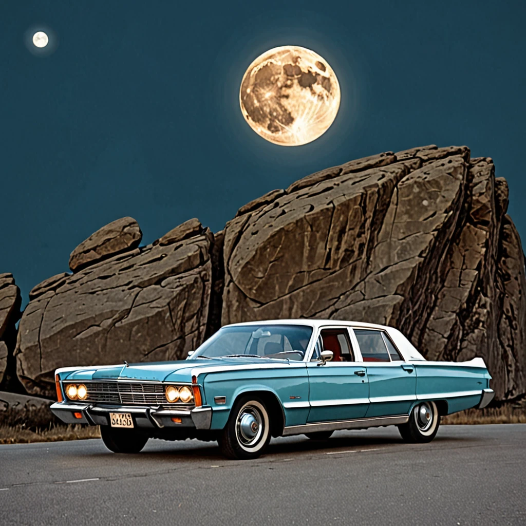 Classical car vion the rock front  supermoon retro 