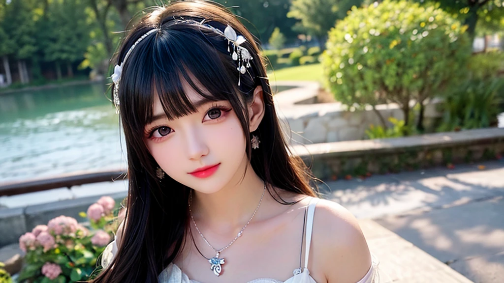 Cute eyes、最high quality, masterpiece, High resolution, One girl,China dress,hair ornaments,White Feather、necklace, jewelry,Beautiful Face,On top of that_body,I'm in the galaxy、 Tyndall effect,Realistic, Dark studio, Rim Light, Two-tone lighting,(Skin with attention to detail:1.2), 8K Ultra HD, Digital SLR, high quality, Volumetric lighting,
