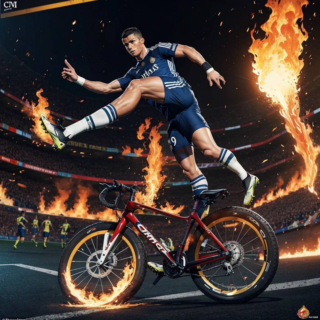 Cr7 doing a flaming bicycle kick
