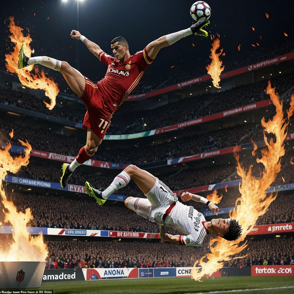 Cr7 doing a flaming bicycle kick