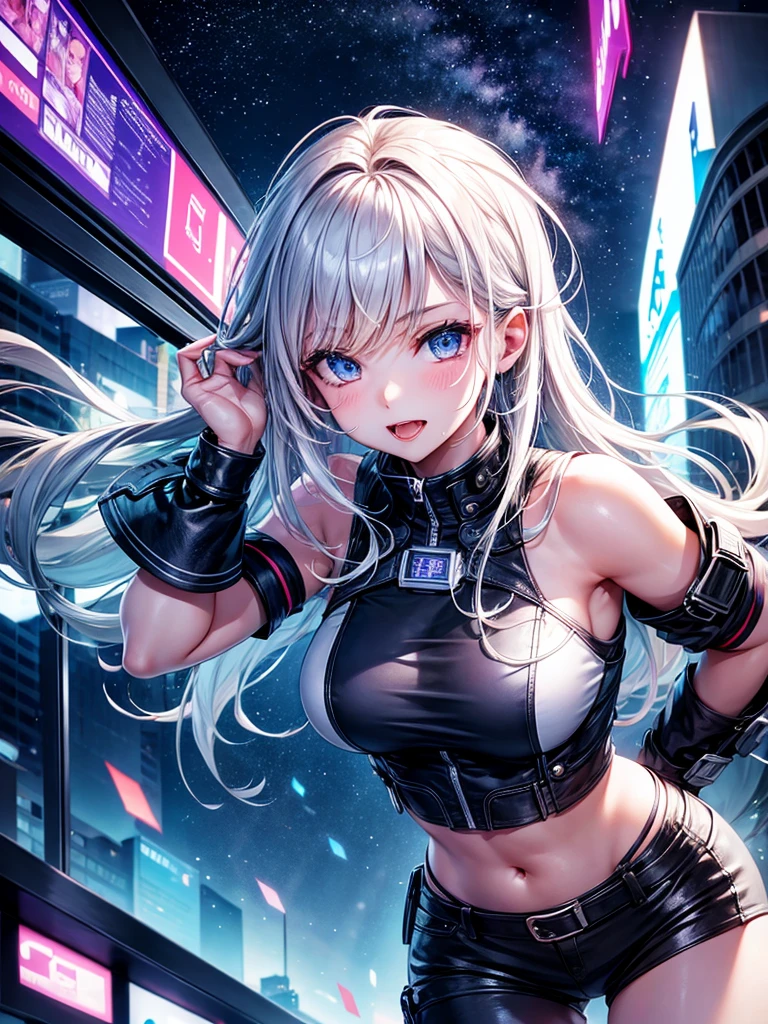 Highest quality,Highest Resolution,Beautiful girl from the future,Night City,Drooling,