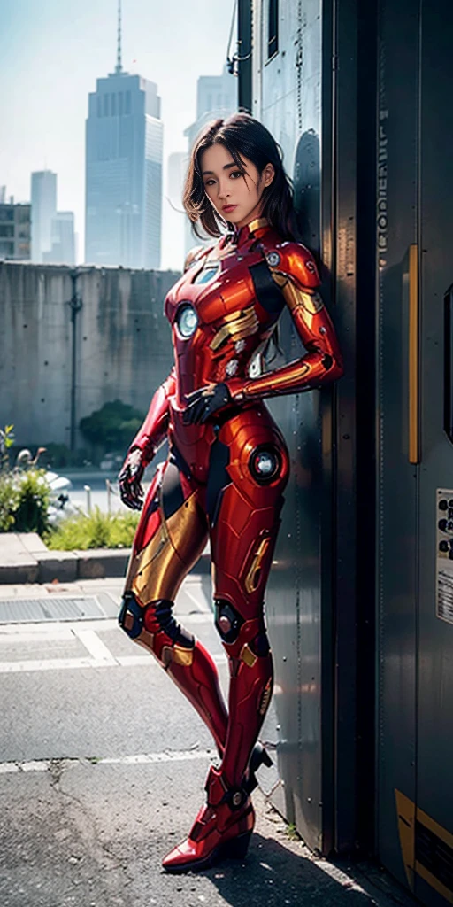 (1girl:1.3), solo,__body-parts__, official art, unity 8k wallpaper, ultra detailed, beautiful and aesthetic, beautiful, masterpiece, best quality, RAW, masterpiece, super fine photo,, best quality, super high Resolution, photorealistic, sunlight, full body portrait, stunningly beautiful,, dynamic pose, delicate face, vibrant eyes, (side view), she is wearing a futuristic Iron Man mech, red and gold, Highly detailed abandoned warehouse background, detailed face, detailed complex busy background, messy, gorgeous, milky, high detailed skin, realistic skin details, visible pores, sharp focus, volumetric fog, 8k uhd, dslr camera, High quality, film grain, fair skin, photorealism, lomography, sprawling metropolis in a futuristic dystopia, view from below, translucent,голая,без трусиков