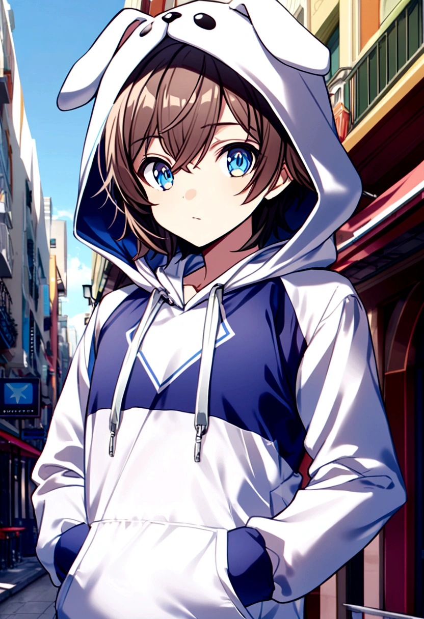 A cutie patootie, dog hoodie, favorite color is blue, male
