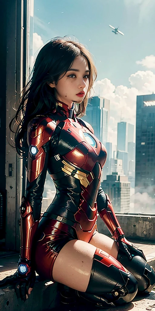 (1girl:1.3), solo,__body-parts__, official art, unity 8k wallpaper, ultra detailed, beautiful and aesthetic, beautiful, masterpiece, best quality, RAW, masterpiece, super fine photo,, best quality, super high Resolution, photorealistic, sunlight, full body portrait, stunningly beautiful,, dynamic pose, delicate face, vibrant eyes, (side view), she is wearing a futuristic Iron Man mech, red and gold, Highly detailed abandoned warehouse background, detailed face, detailed complex busy background, messy, gorgeous, milky, high detailed skin, realistic skin details, visible pores, sharp focus, volumetric fog, 8k uhd, dslr camera, High quality, film grain, fair skin, photorealism, lomography, sprawling metropolis in a futuristic dystopia, view from below, translucent,голая,без трусиков,большие сиськи,голая грудь,голая,красивая дырка