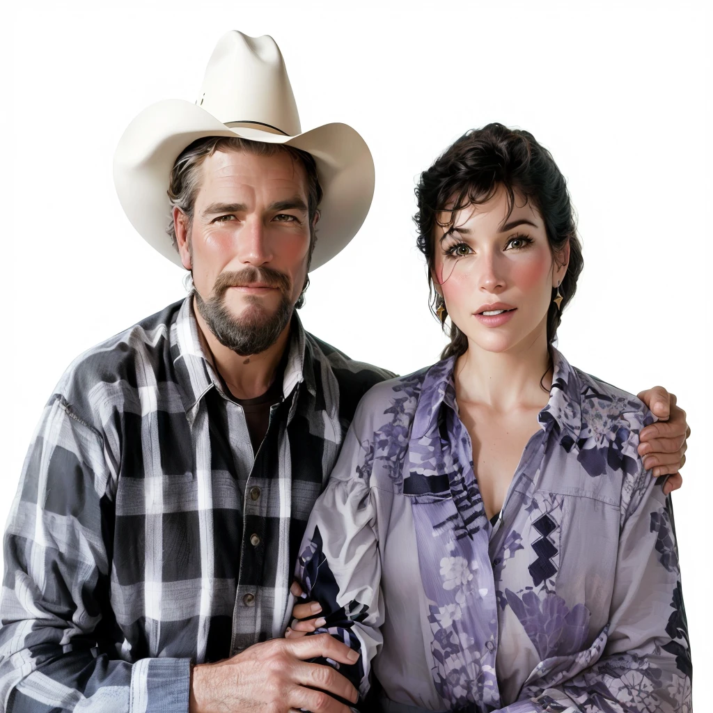 They are posing together for a photo wearing cowboy hats., couple portraits, portrait of two people, couple portrait, New Mexico, by Winona Nelson, Advertising photo, promotional shot, Promotional photo, Promotional image, television show, Cowboys, promotional art, Montana, powder Mike Bierek, por Brigette Barrager, fixed TV, por Lynn Pauley, tx, portrait photo