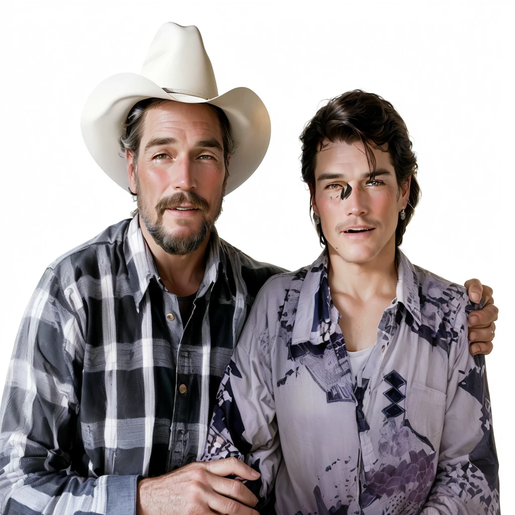 They are posing together for a photo wearing cowboy hats., couple portraits, portrait of two people, couple portrait, New Mexico, by Winona Nelson, Advertising photo, promotional shot, Promotional photo, Promotional image, television show, Cowboys, promotional art, Montana, powder Mike Bierek, por Brigette Barrager, fixed TV, por Lynn Pauley, tx, portrait photo