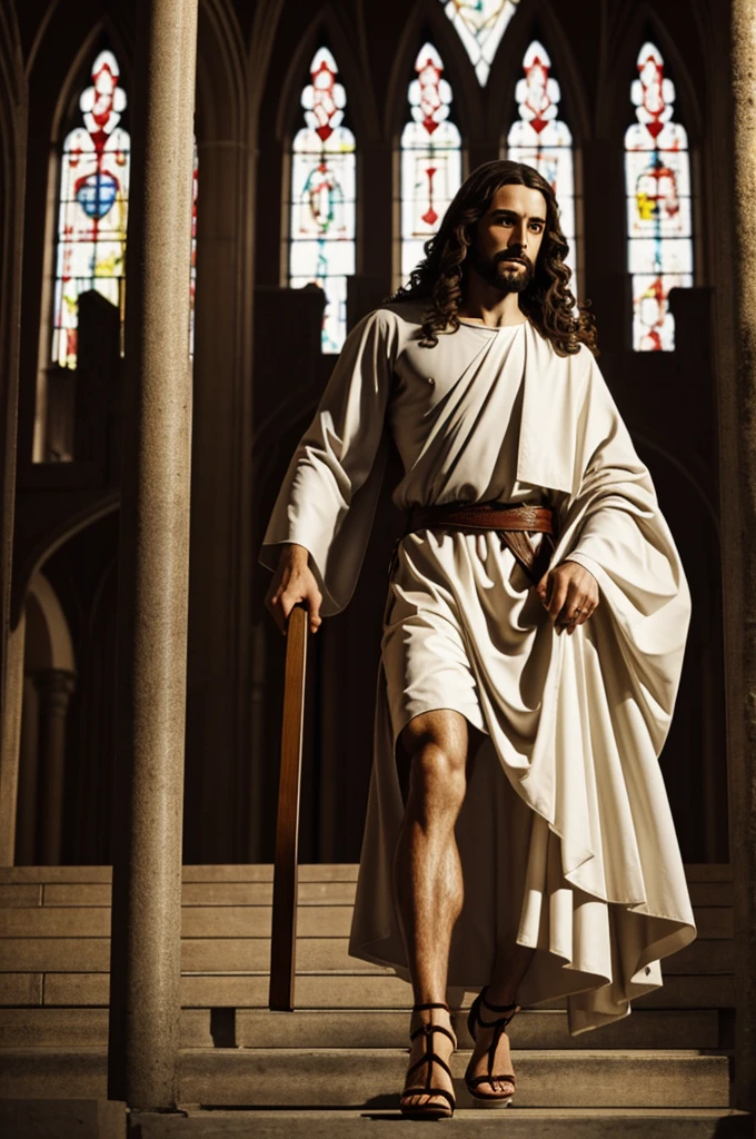 Jesus in heels carrying the cross