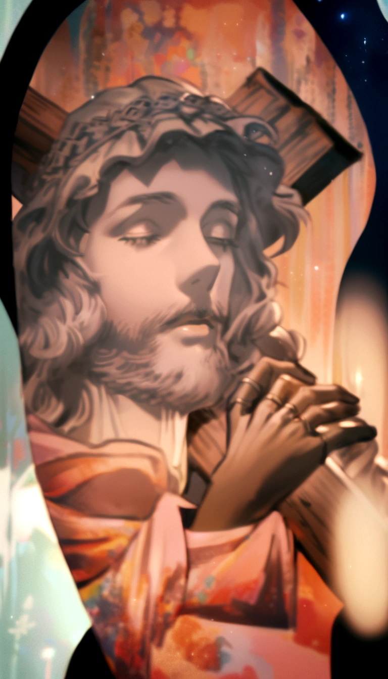Jesus with both hands on the cross