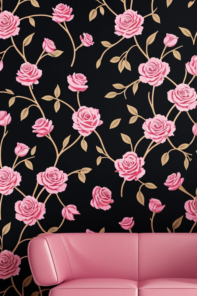 Create a wallpaper that has 2000s vibes, rosado, with glitter, black and not animal print