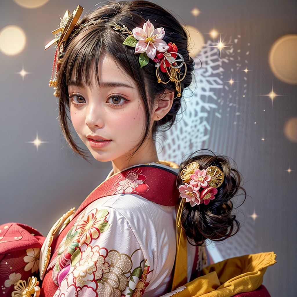 (PUNIPUNI offshoulDer KIMONO offshoulDer KANZASHI flowers Hairpin Nihogami Oiran-Hair)High-level, 8K Masterpiece TopQuality, Ultra-DetaileD CG, AbsurD DetaileD wallpaper, PerfectLighting, Extremely DetaileD (((Personifying " Oiran " as a KAWAII Girl))), Characteristic Items, aesthetic LifeLike RenDering, MysticSight, Haze TynDall Scattering, (StuDio GRAY BackgrounD with (OoDles Dazzling IriDescent Particles (bokeh))), (((Assfocus)) RounDlyButt) ThighGap, (ExposeD:0.44) 🔞 BREAK (Acutance:0.8), (NOGIZAKA FaceVariations) Extremely DetaileD very KAWAII FaceVariations, ChilDish CaptivatingGaze ElaboratePupils DetaileD Eyes with (SparklingHighlights:1.28), (Voluminous LongEyelashes:0.88)、Glossy ReDLips with beautiful Details, CoquettishTongue, RosyCheeks, RaDiant PearlSkin with Transparency, Glowing DowneyHair . { (Dynamic LifeLike expressions:1.4) | (:D) }, (large eyes:-1) .