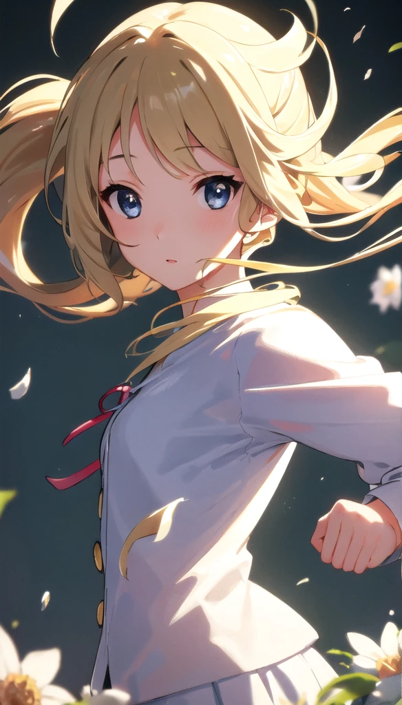 (masterpiece), (best quality), (ultra detailed),(disheveled hair),(illustration), (1girl), (Fashionable clothing), standing, Fashion model, looking at viewer, (interview), (simple background),beautiful detailed eyes, delicate beautiful face, Floating,(high saturation),(colorful splashes),colorful bubble,(shining), focus on face, ponytail, kamisato ayaka, light blue hair, bangs, hair ring, floating flowers, floating hairs, (shining), best lighting, best shadow,