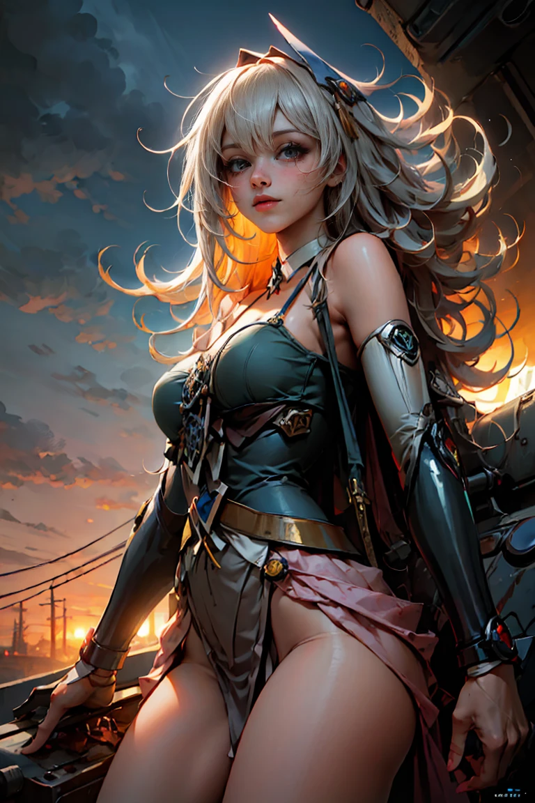 Masterpiece, The best quality,
1Girl Dark Wizard Gils, only, long hair, blond hair, photorealistic,
(Beautiful finely detailed eyes: 1.2),open clothing, bright Eyes, shiny hair, Glossy skin, Metal construction, wires and cables, (bright Eyes), (mechanical arms), Science fiction,(Large mecha arm),cowboy shot, energy tank,