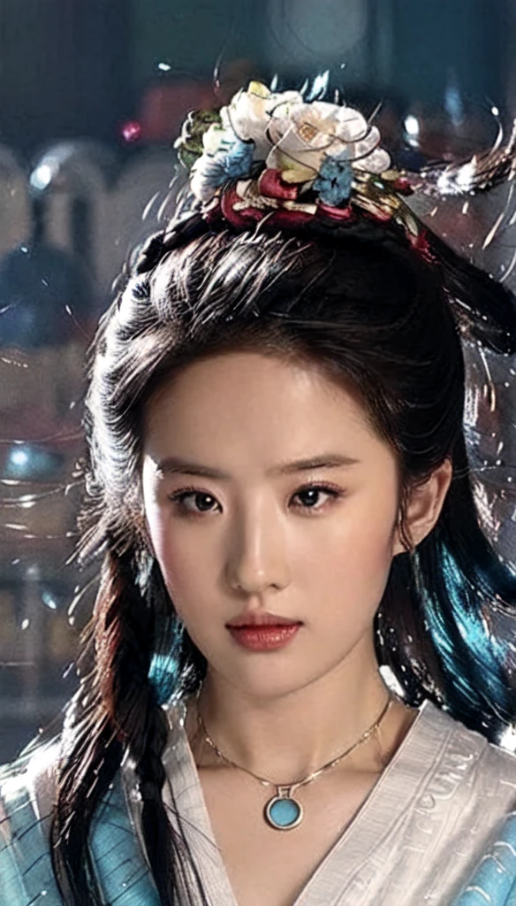 (masterpiece), (best quality), (ultra detailed),(disheveled hair),(illustration), (1girl), (Fashionable clothing), standing, Fashion model, looking at viewer, (interview), (simple background),beautiful detailed eyes, delicate beautiful face, Floating,(high saturation),(colorful splashes),colorful bubble,(shining), focus on face, ponytail, kamisato ayaka, light blue hair, bangs, hair ring, floating flowers, floating hairs, (shining), best lighting, best shadow,
