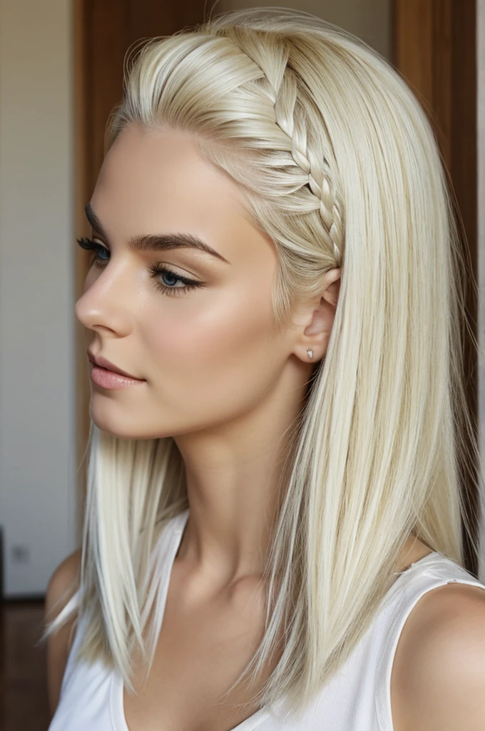 Draw a blonde girl with white hair