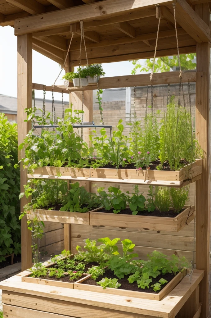 Hanging vegetable garden model planted in a pet bottle