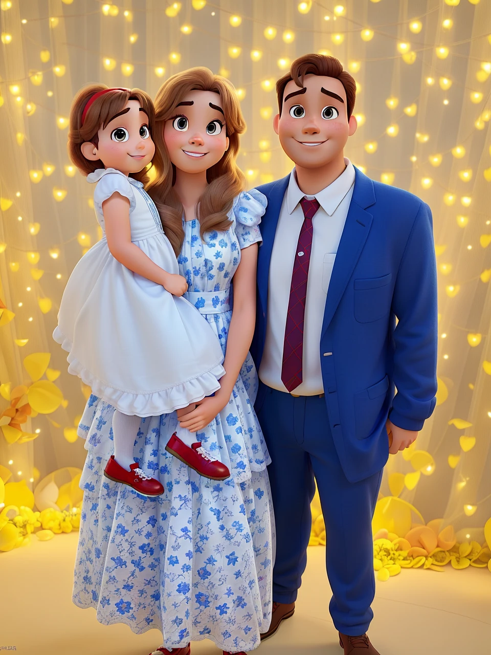 A and two adults posing for a Disney Pixar Style photo,
alta qualidade, melhor qualidade