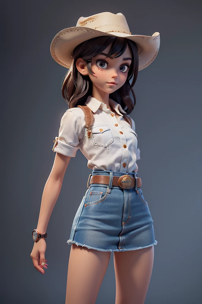 (((((alone))))),(((((masterpiece))))), (((((Best Quality))))),(((((Very detailed))))), finely, Depth of written boundary, Sharp details, Detailed clothing, High resolution,One girl,Beautiful detailed face:1.3), ,(((Slim Body 1.5))),(((Small Ass))),(((Denim mini skirt))),(((Wear a western hat))),(((Wear a belt))),(Wearing a red short-sleeved collared shirt, Plaid))),(((Wear an accurate watch))),(((Sandals))),(((Cowboy Shot)))