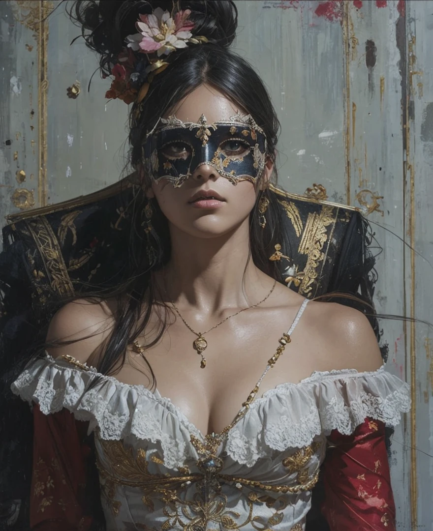 An ultrafine detailed watercolor painting of a gorgeous undead zombie with flowers in her hair, in the style of Alphonse Maria Mucha and Gustav Kilmt, art nouveau accents, (undead zombie:1.2), anthropomorphic female, female figure, detailed cover artwork, as the goddess of the flowers, Alphonse Mucha, Gustav Klimt, pale bluish skin, a marble sculpture, cgsociety, gothic art, art nouveau, behance contest winner