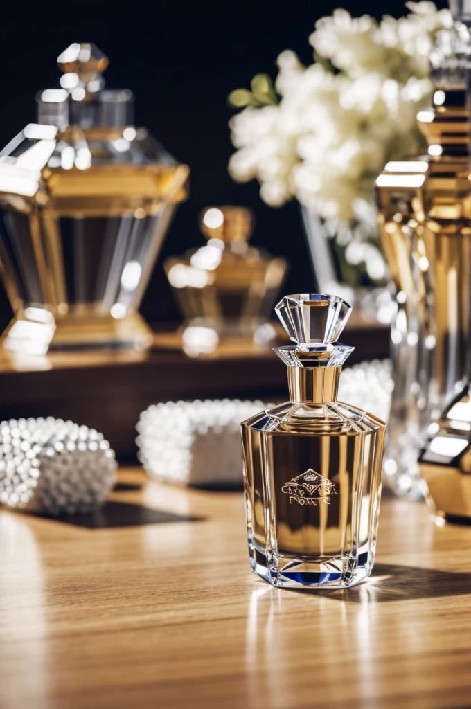 Create a logo that says “crystal perfumery” in Spanish
