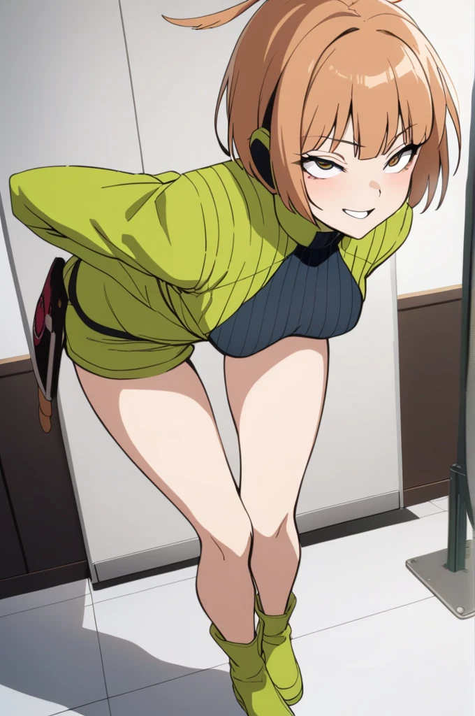 Konami,One girl,smile, View your viewers, Green jacket, gloves, Green shorts,Green footwear, masterpiece,Highest quality,ahegao,motion_Line,