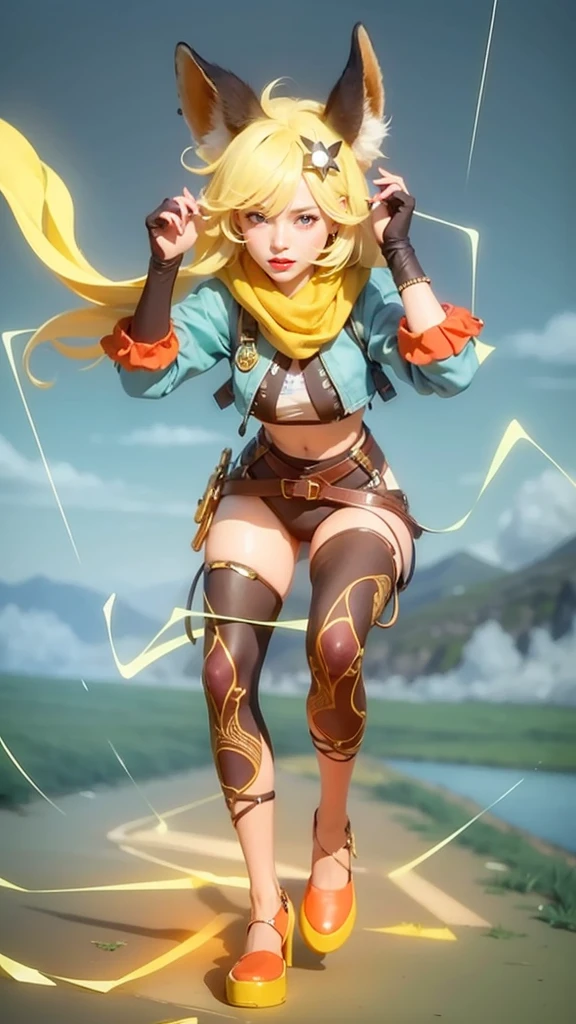 (8k, RAW photo, photorealistic:1.25) , red lips, best quality, ultra highres, depth of field, chromatic aberration, caustics, Broad lighting, natural shading, ultra detailed texture, hyper realistic, detailed texture, detailed face, detailed skin, detailed hair, real hair, detail eyes, cinematic background, a close up of a girl and yellow hair, 8k artgerm bokeh, style of artgerm, ! dream artgerm, artwork in the style of guweiz, smile happy, earrings in ears