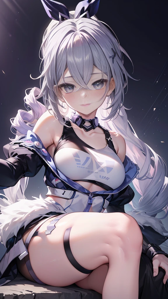 silverwolf、blush,smile、Combat Uniform、Please show me your armpits、Shoulder Bare、The clavicle is visible、Sexy thighs、Beautiful legs、Usual hairstyle、Highest quality, High resolution, unity 8k wallpaper, (shape:0.8), (Beautiful and beautiful eyes:1.6), Highly detailed face, Perfect lighting, Highly detailed CG, (Perfect hands, Perfect Anatomy),